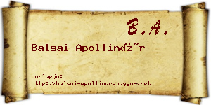 Balsai Apollinár névjegykártya